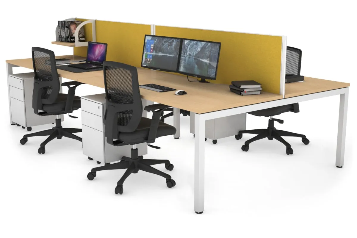 Quadro Square Legs 4 Person Office Workstation [1800L x 800W with Cable Scallop]