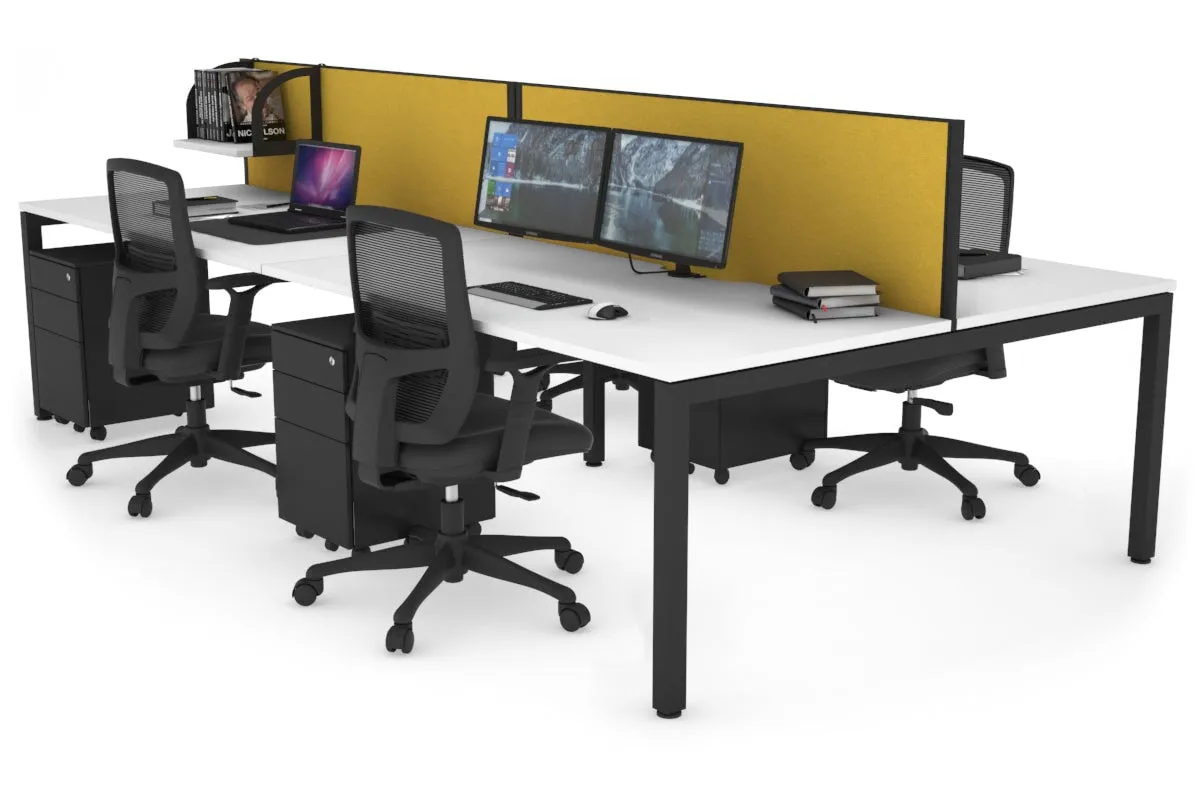 Quadro Square Legs 4 Person Office Workstation [1800L x 800W with Cable Scallop]