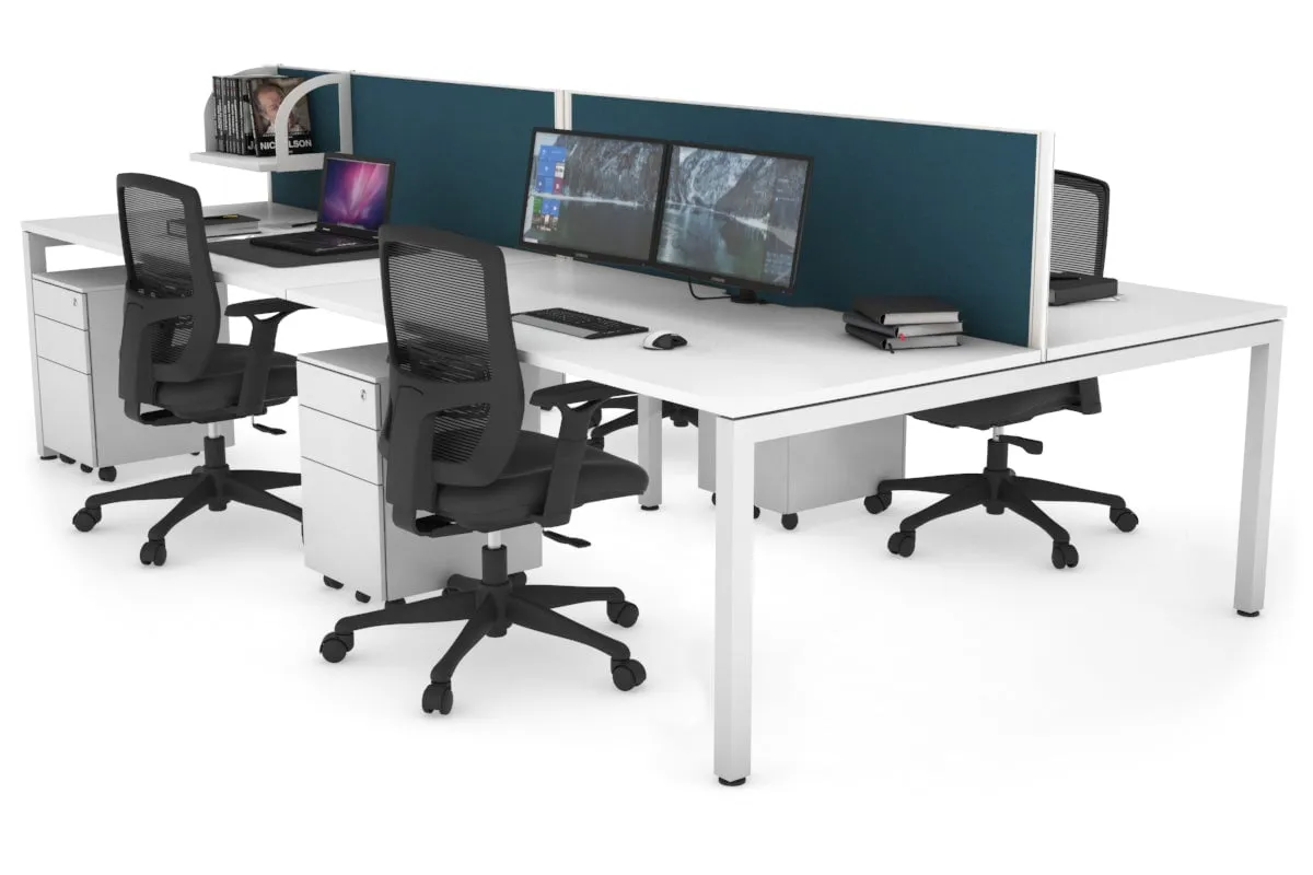 Quadro Square Legs 4 Person Office Workstation [1800L x 800W with Cable Scallop]