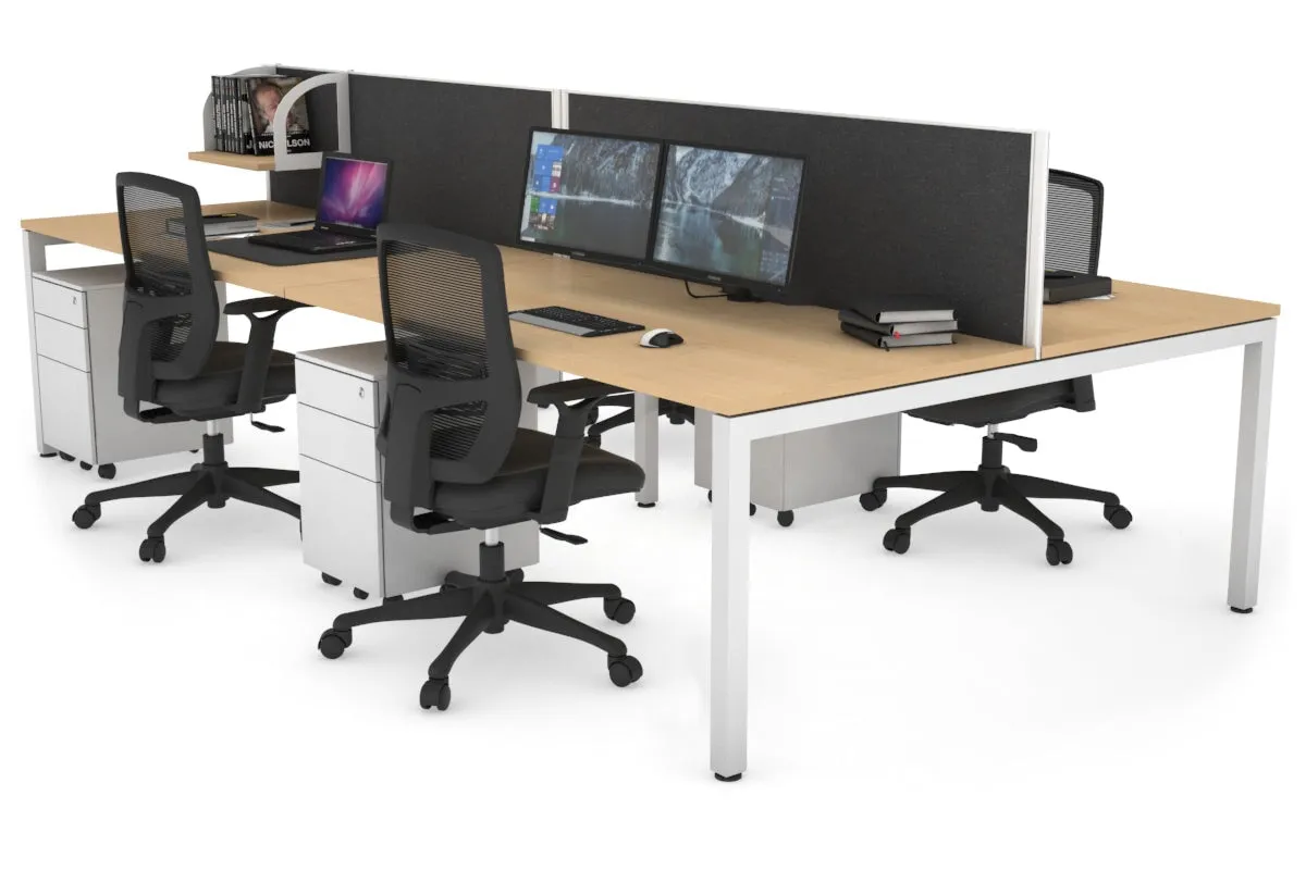 Quadro Square Legs 4 Person Office Workstation [1800L x 800W with Cable Scallop]