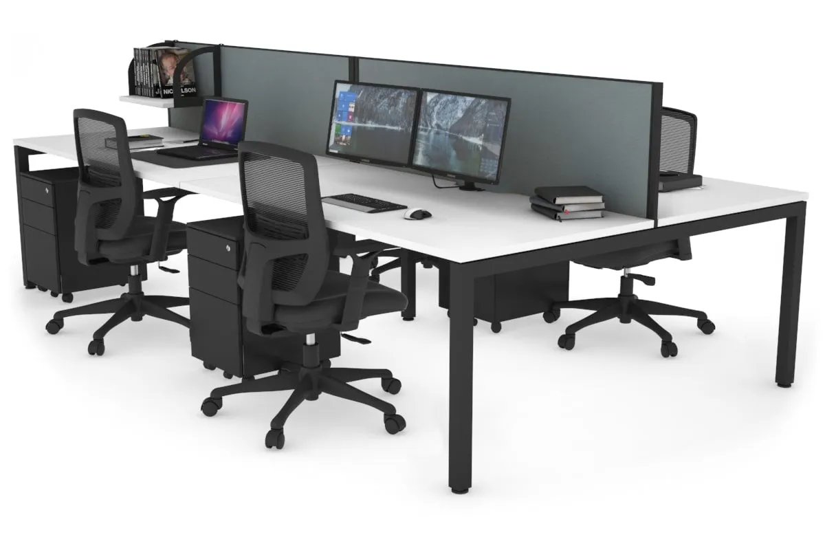 Quadro Square Legs 4 Person Office Workstation [1800L x 800W with Cable Scallop]