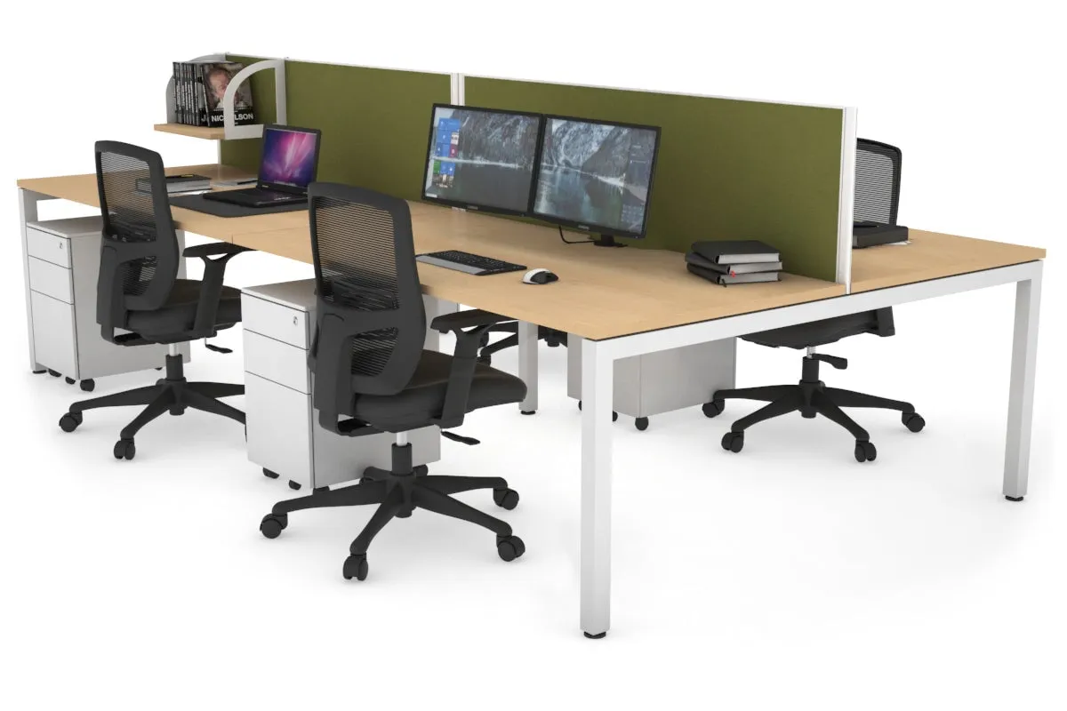 Quadro Square Legs 4 Person Office Workstation [1800L x 800W with Cable Scallop]