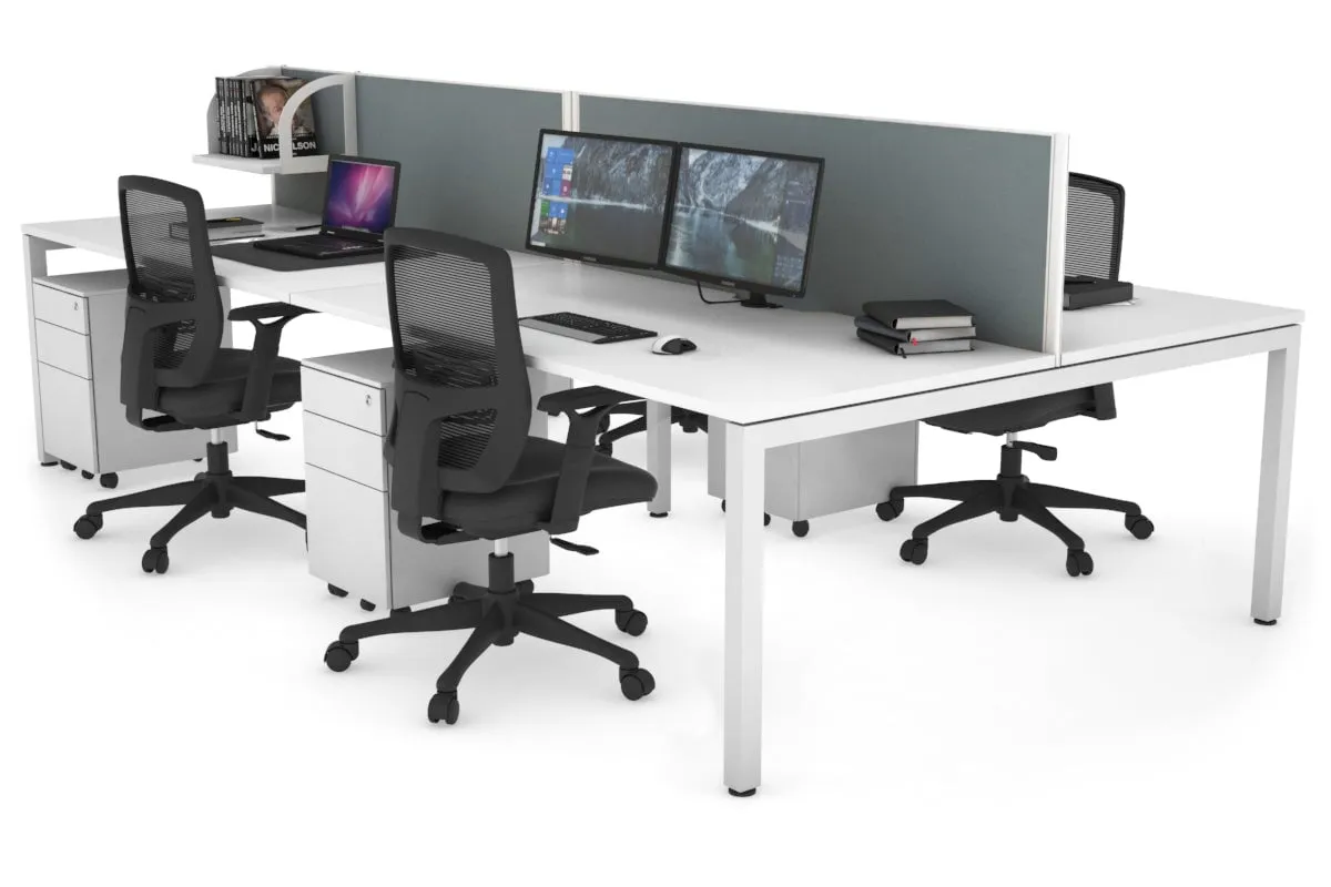 Quadro Square Legs 4 Person Office Workstation [1800L x 800W with Cable Scallop]