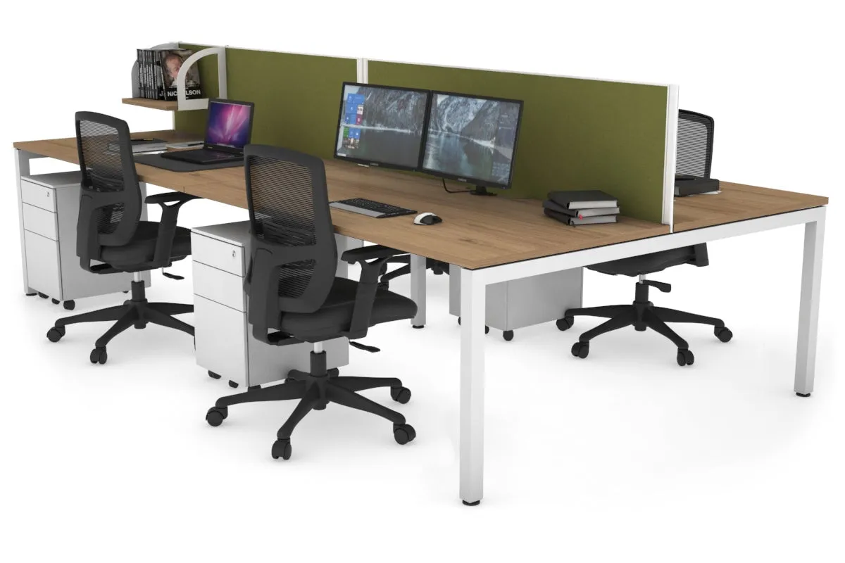 Quadro Square Legs 4 Person Office Workstation [1800L x 800W with Cable Scallop]