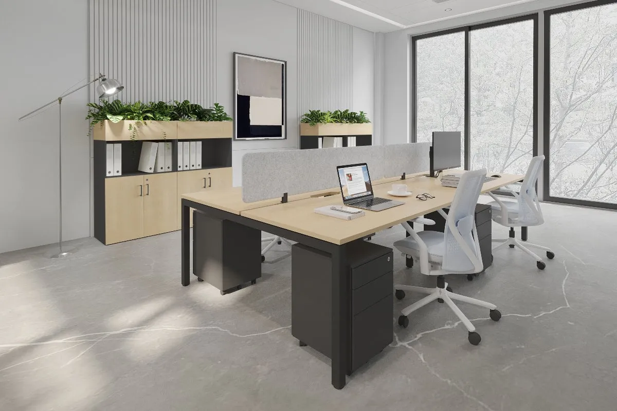 Quadro Square Legs 4 Person Office Workstation [1800L x 800W with Cable Scallop]