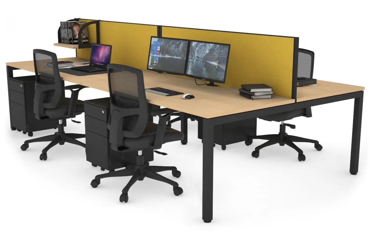 Quadro Square Legs 4 Person Office Workstation [1800L x 800W with Cable Scallop]