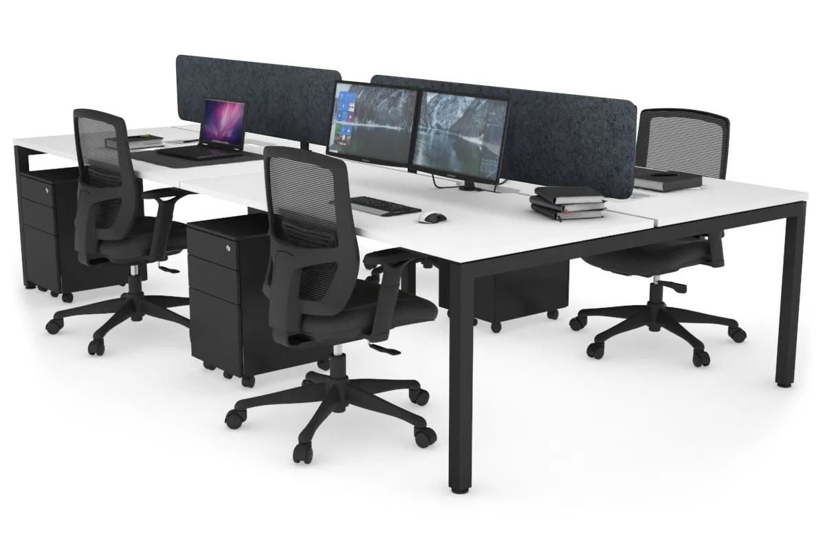 Quadro Square Legs 4 Person Office Workstation [1800L x 800W with Cable Scallop]