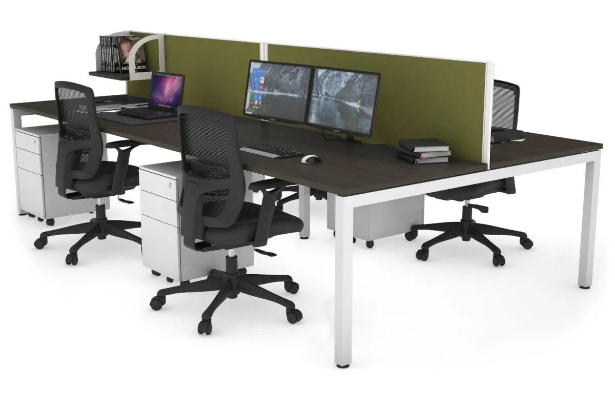 Quadro Square Legs 4 Person Office Workstation [1800L x 800W with Cable Scallop]