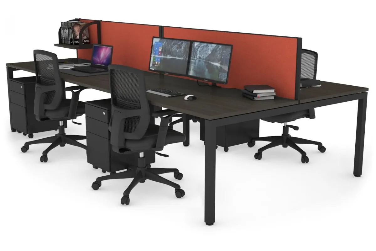 Quadro Square Legs 4 Person Office Workstation [1800L x 800W with Cable Scallop]