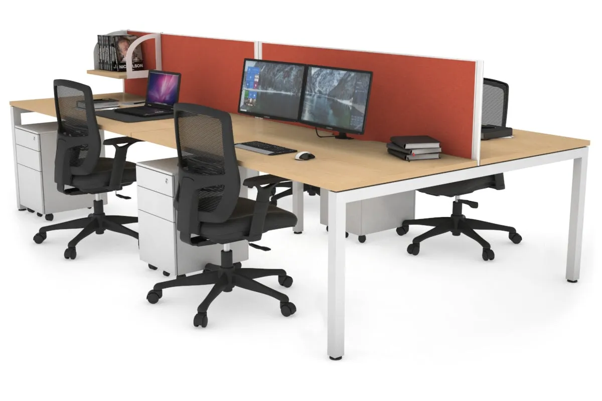 Quadro Square Legs 4 Person Office Workstation [1800L x 800W with Cable Scallop]