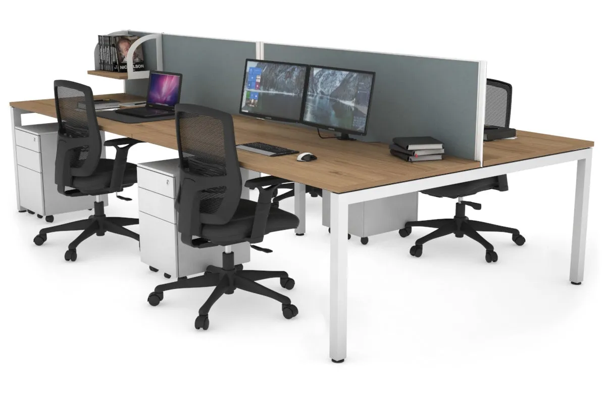 Quadro Square Legs 4 Person Office Workstation [1800L x 800W with Cable Scallop]