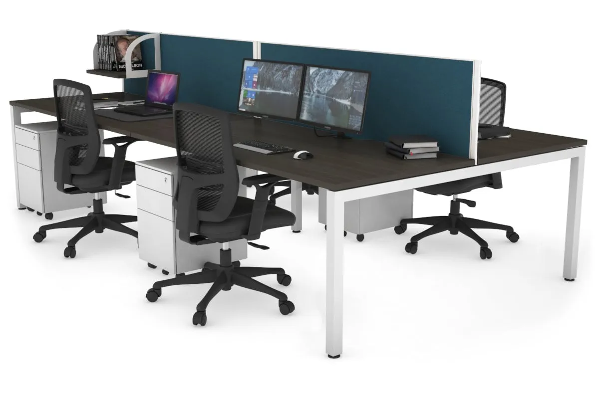 Quadro Square Legs 4 Person Office Workstation [1800L x 800W with Cable Scallop]