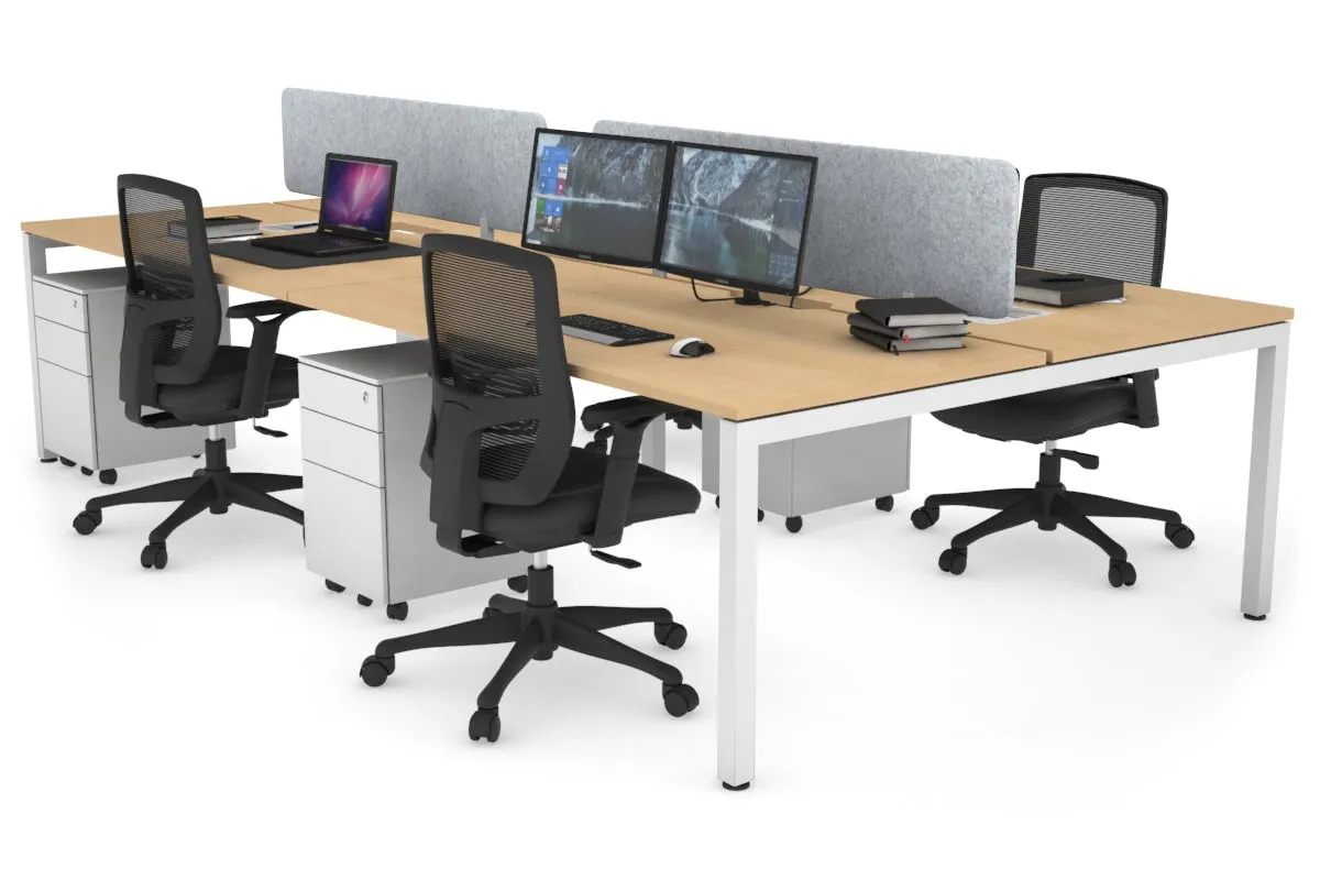Quadro Square Legs 4 Person Office Workstation [1800L x 800W with Cable Scallop]