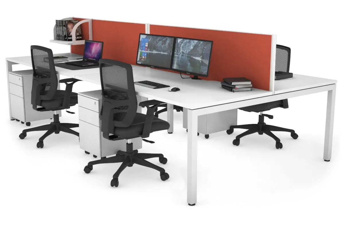 Quadro Square Legs 4 Person Office Workstation [1800L x 800W with Cable Scallop]