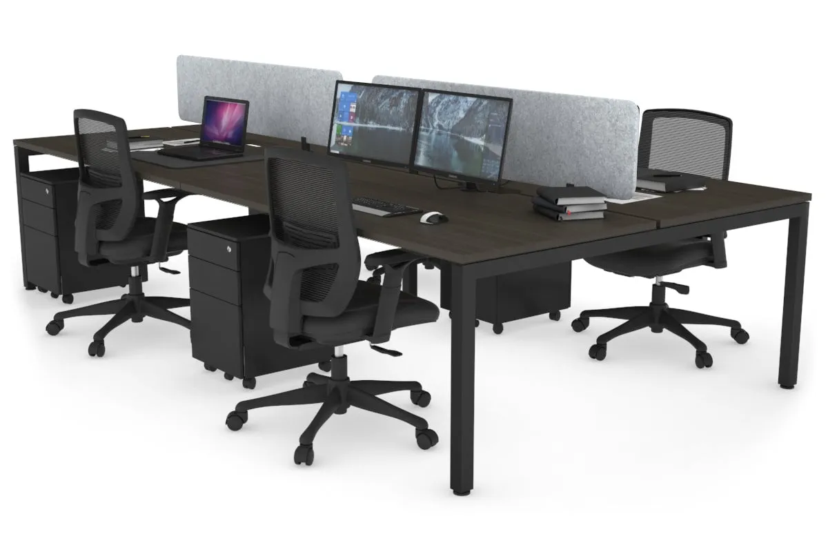 Quadro Square Legs 4 Person Office Workstation [1800L x 800W with Cable Scallop]