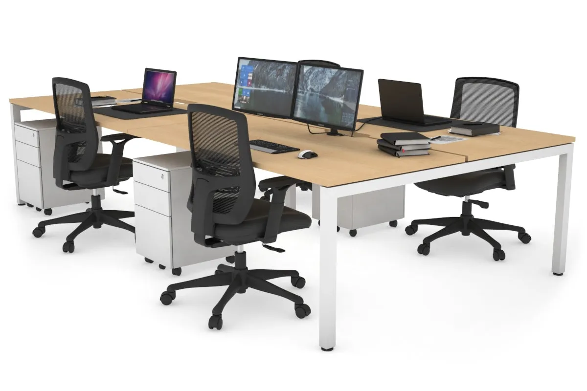 Quadro Square Legs 4 Person Office Workstation [1800L x 800W with Cable Scallop]