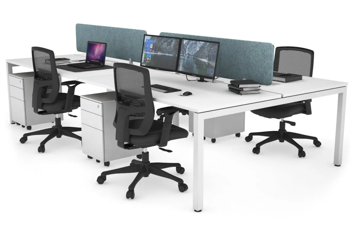 Quadro Square Legs 4 Person Office Workstation [1800L x 800W with Cable Scallop]