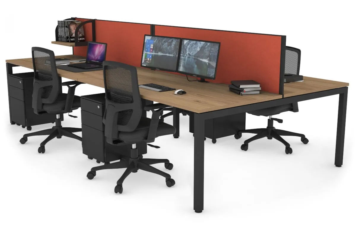 Quadro Square Legs 4 Person Office Workstation [1800L x 800W with Cable Scallop]