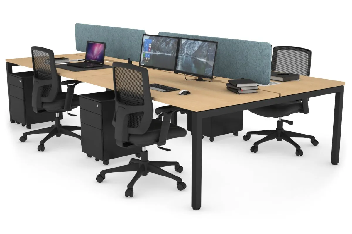 Quadro Square Legs 4 Person Office Workstation [1800L x 800W with Cable Scallop]