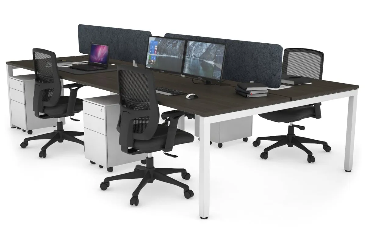 Quadro Square Legs 4 Person Office Workstation [1800L x 800W with Cable Scallop]