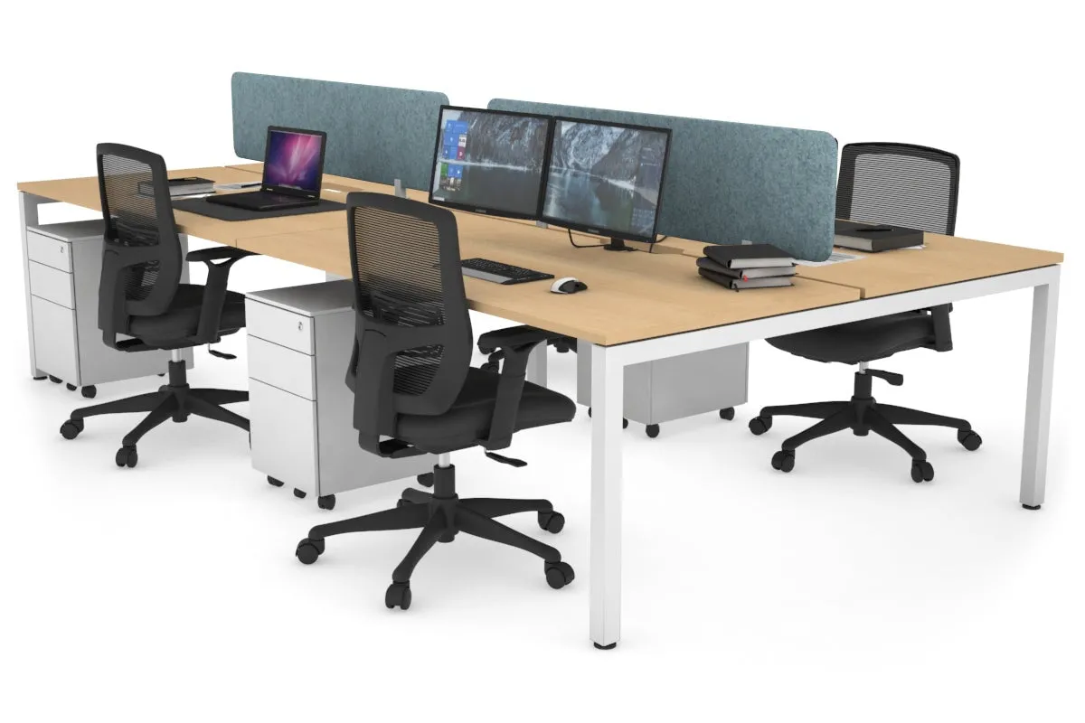 Quadro Square Legs 4 Person Office Workstation [1800L x 800W with Cable Scallop]
