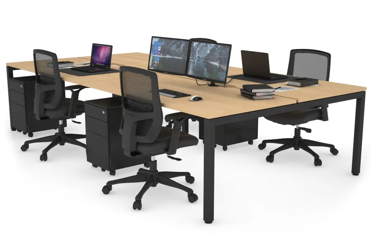 Quadro Square Legs 4 Person Office Workstation [1800L x 800W with Cable Scallop]