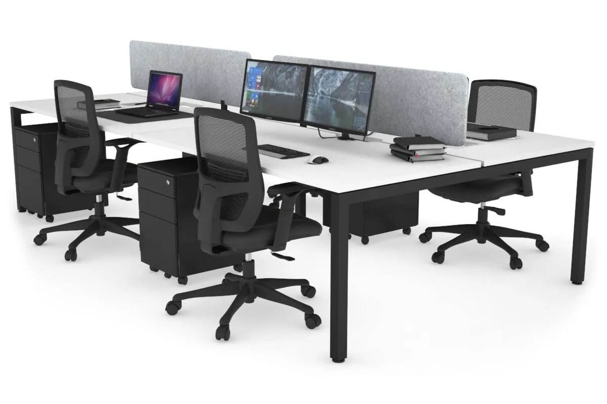 Quadro Square Legs 4 Person Office Workstation [1800L x 800W with Cable Scallop]