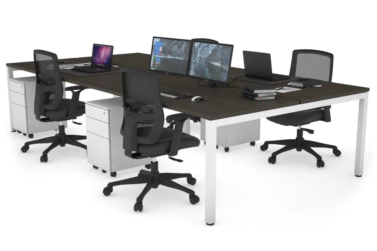 Quadro Square Legs 4 Person Office Workstation [1800L x 800W with Cable Scallop]