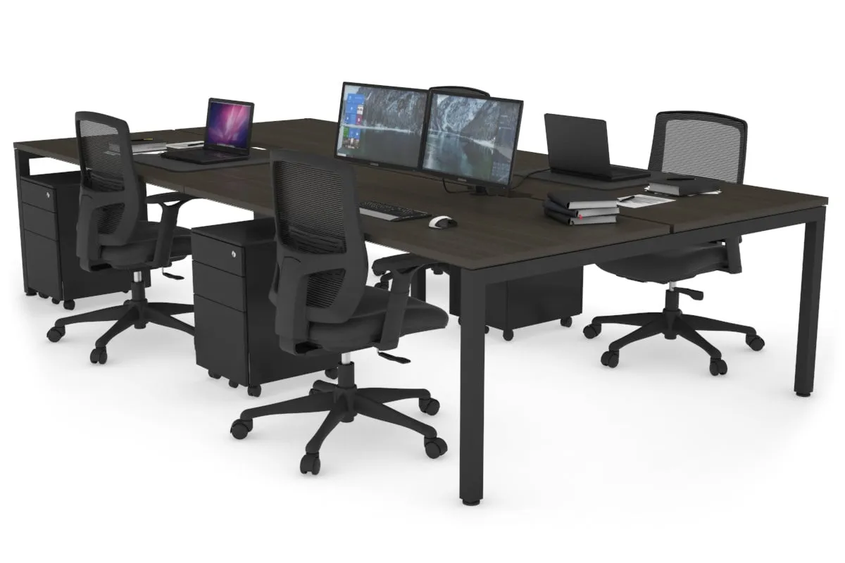 Quadro Square Legs 4 Person Office Workstation [1800L x 800W with Cable Scallop]