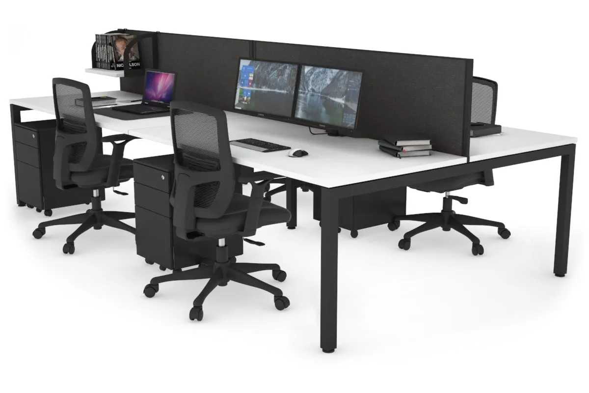 Quadro Square Legs 4 Person Office Workstation [1800L x 800W with Cable Scallop]