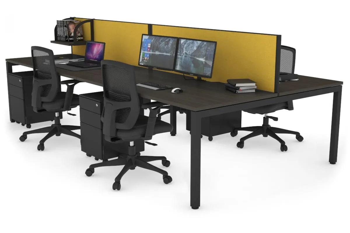 Quadro Square Legs 4 Person Office Workstation [1800L x 800W with Cable Scallop]