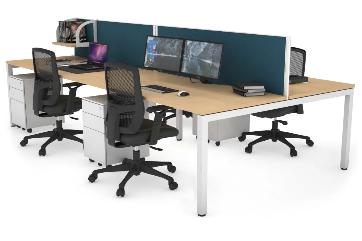 Quadro Square Legs 4 Person Office Workstation [1800L x 800W with Cable Scallop]