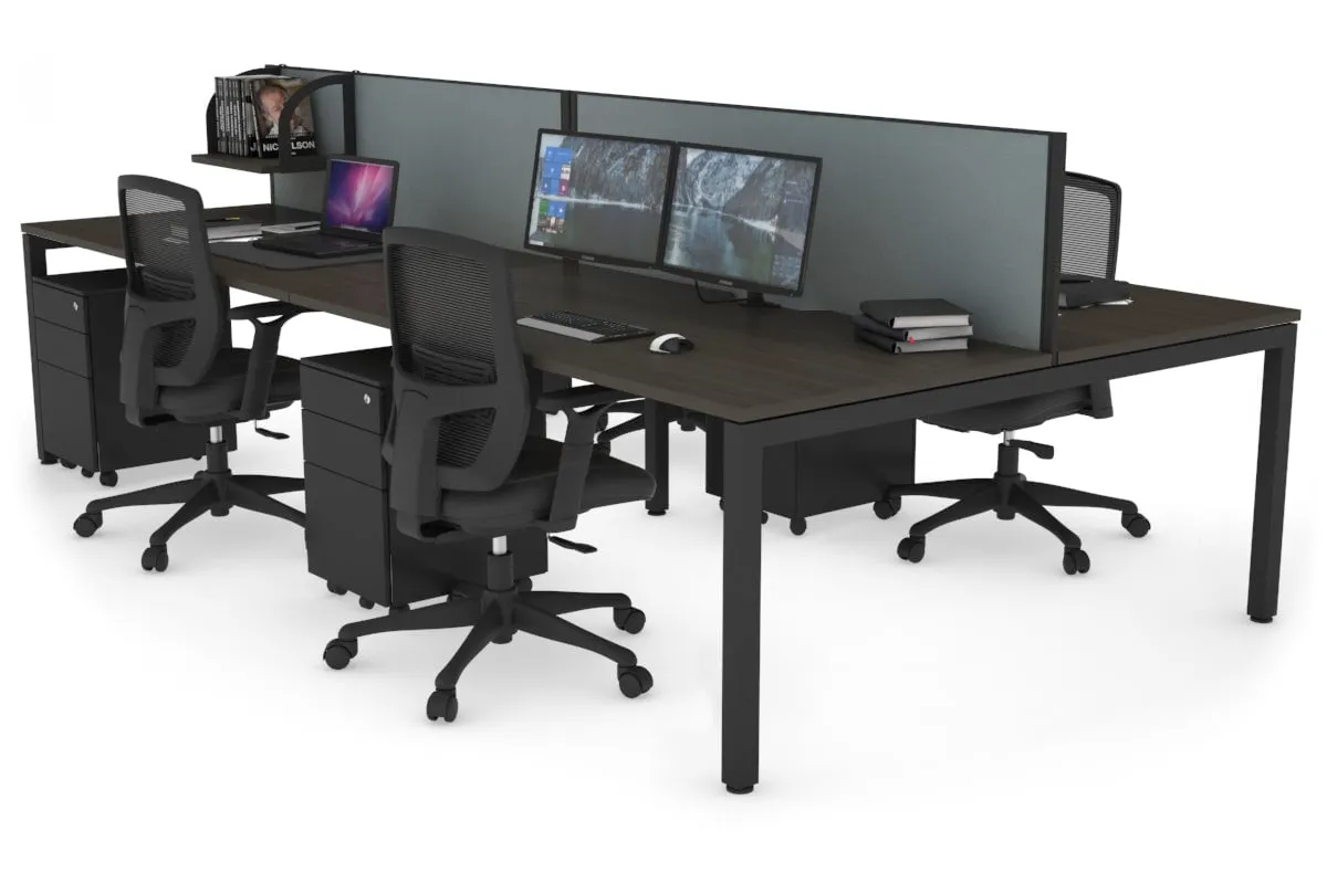 Quadro Square Legs 4 Person Office Workstation [1800L x 800W with Cable Scallop]