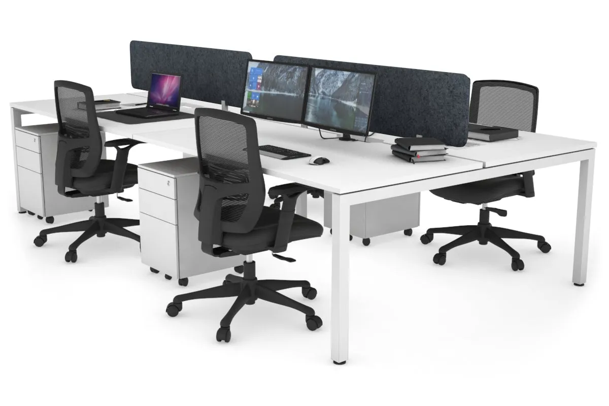 Quadro Square Legs 4 Person Office Workstation [1800L x 800W with Cable Scallop]