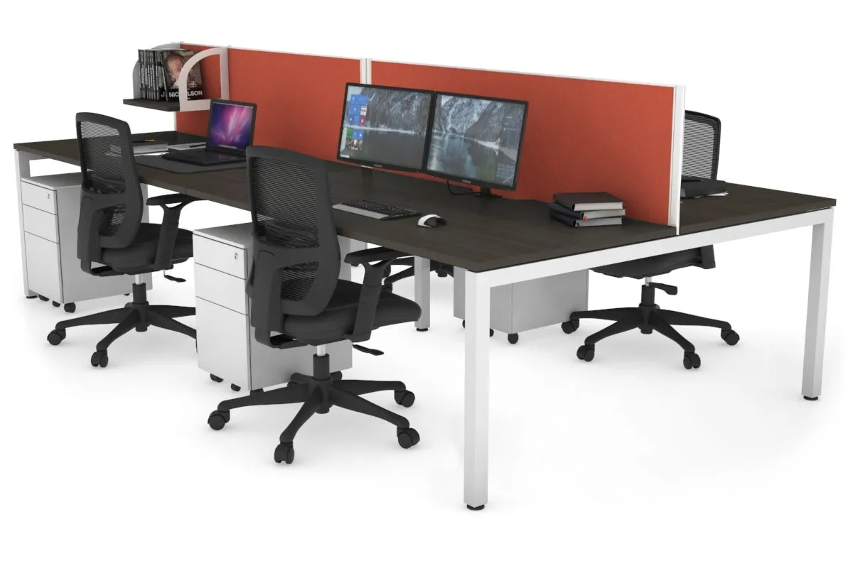 Quadro Square Legs 4 Person Office Workstation [1800L x 800W with Cable Scallop]