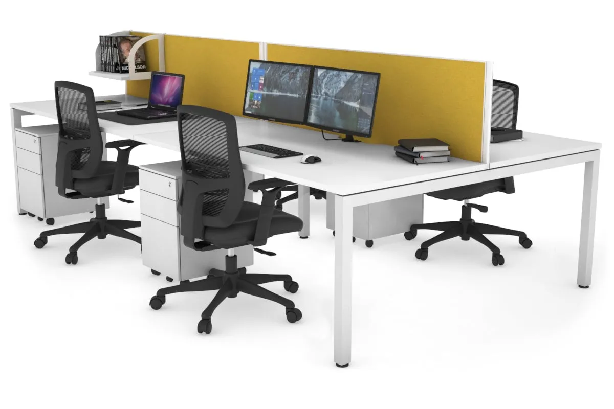 Quadro Square Legs 4 Person Office Workstation [1800L x 800W with Cable Scallop]