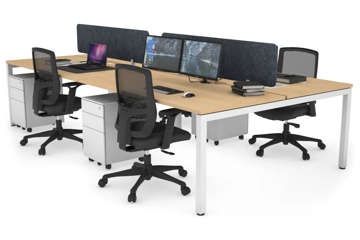 Quadro Square Legs 4 Person Office Workstation [1800L x 800W with Cable Scallop]