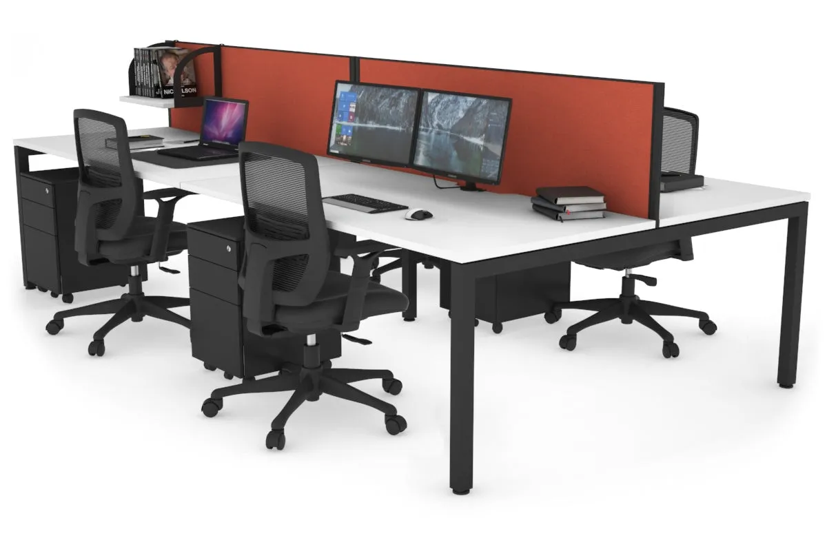 Quadro Square Legs 4 Person Office Workstation [1800L x 800W with Cable Scallop]