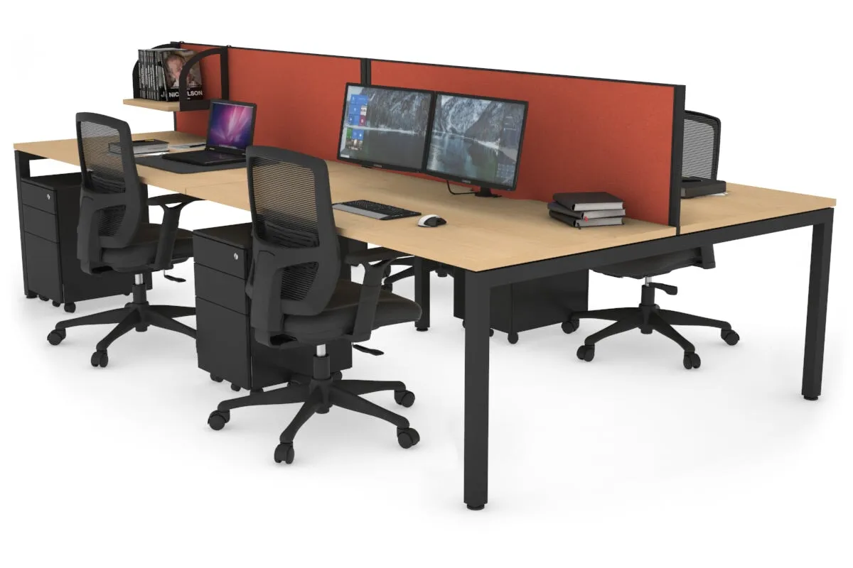 Quadro Square Legs 4 Person Office Workstation [1800L x 800W with Cable Scallop]