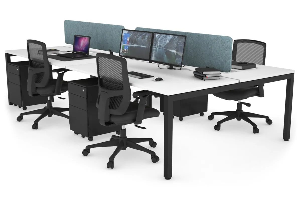 Quadro Square Legs 4 Person Office Workstation [1800L x 800W with Cable Scallop]
