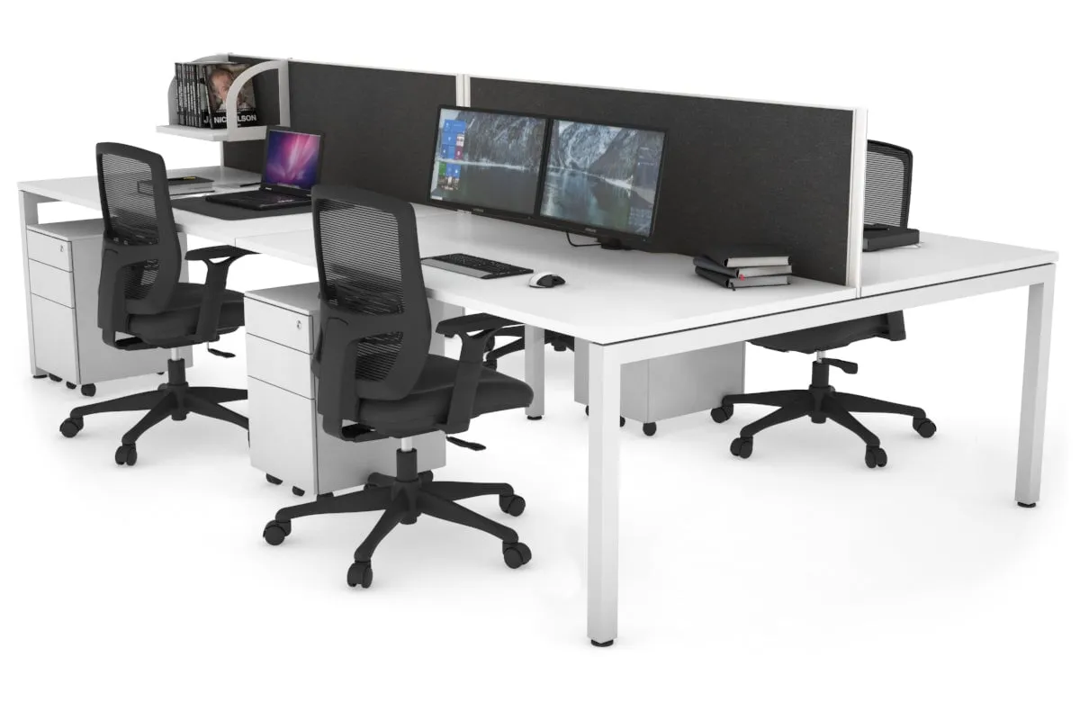 Quadro Square Legs 4 Person Office Workstation [1800L x 800W with Cable Scallop]