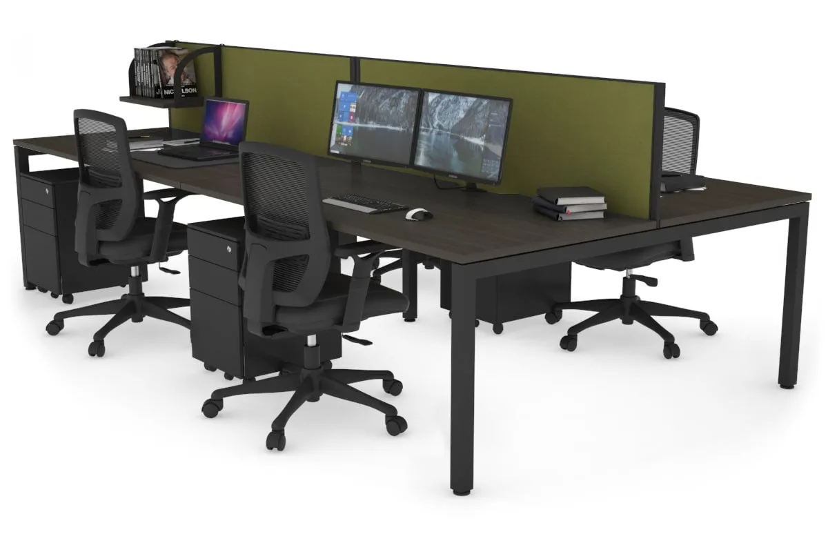 Quadro Square Legs 4 Person Office Workstation [1800L x 800W with Cable Scallop]