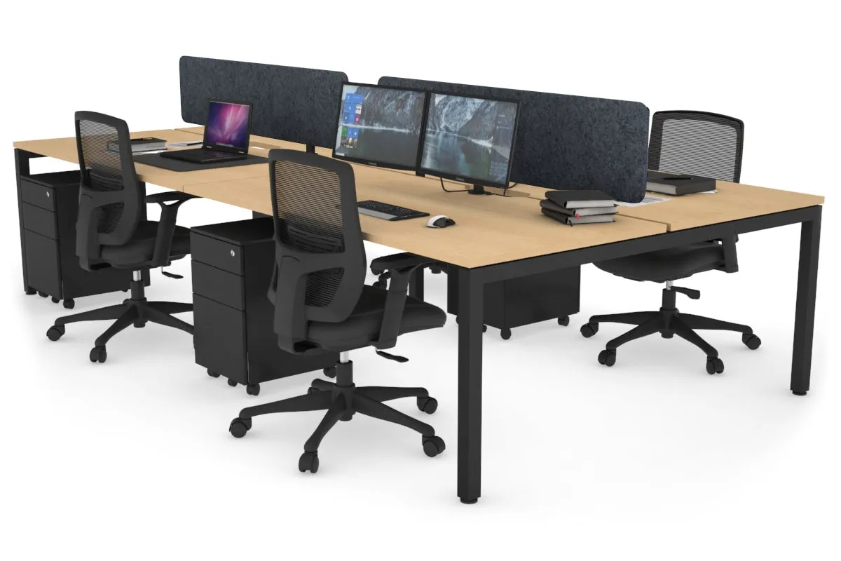 Quadro Square Legs 4 Person Office Workstation [1800L x 800W with Cable Scallop]
