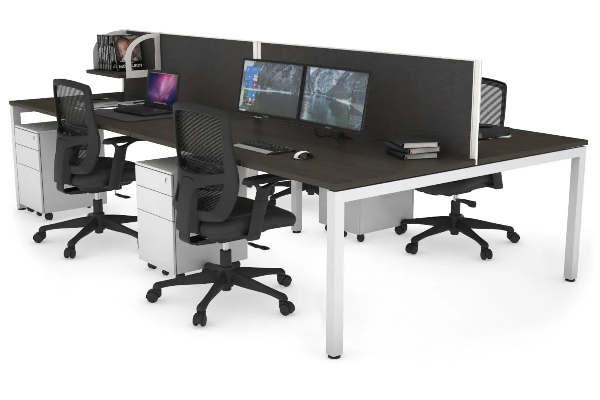 Quadro Square Legs 4 Person Office Workstation [1800L x 800W with Cable Scallop]
