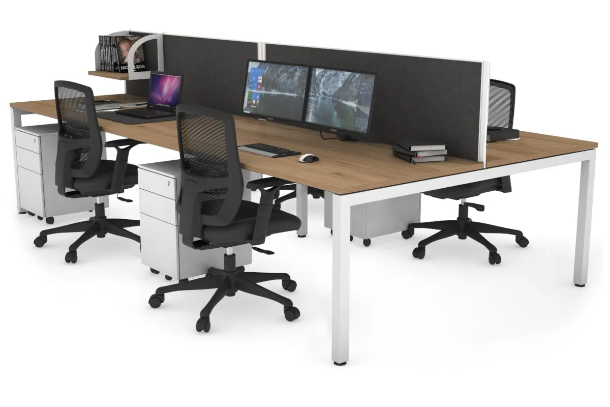 Quadro Square Legs 4 Person Office Workstation [1800L x 800W with Cable Scallop]