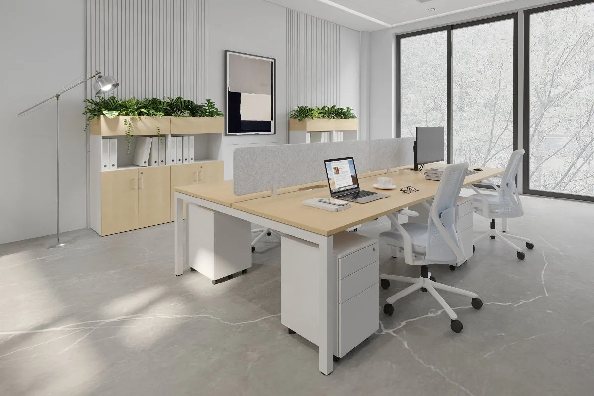 Quadro Square Legs 4 Person Office Workstation [1800L x 800W with Cable Scallop]