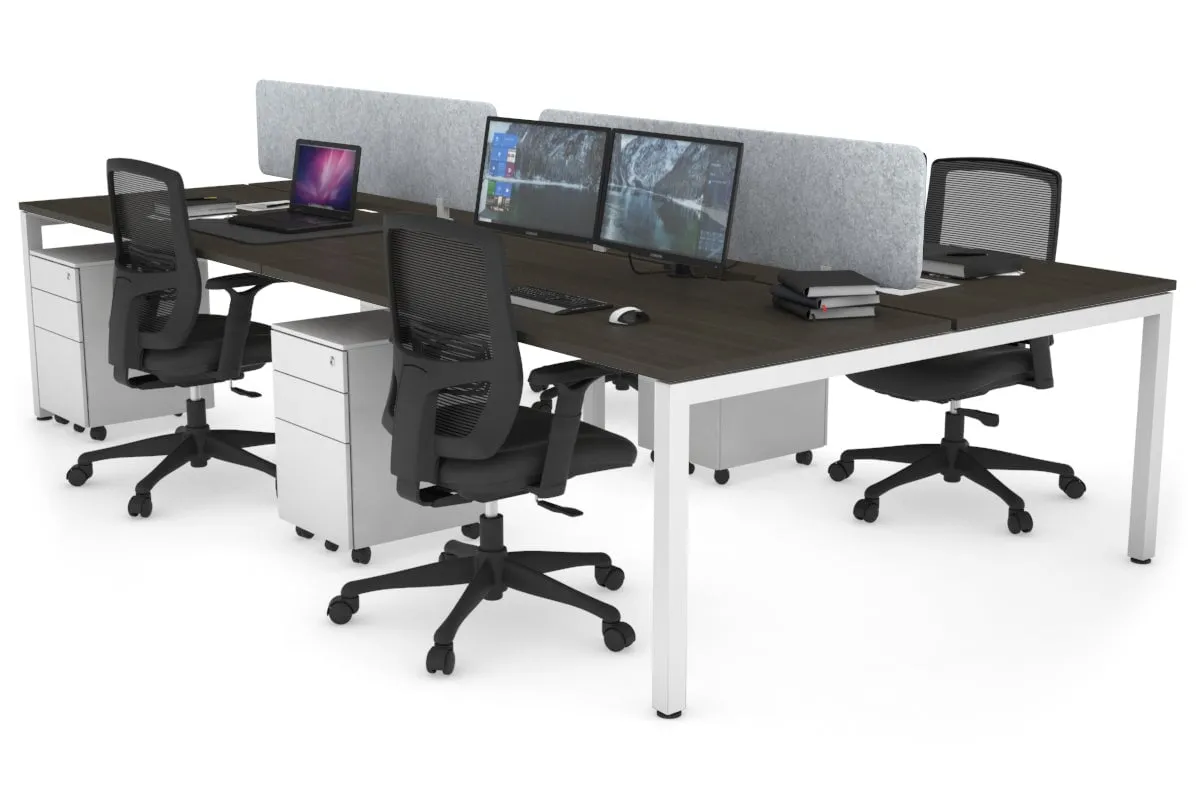 Quadro Square Legs 4 Person Office Workstation [1800L x 800W with Cable Scallop]