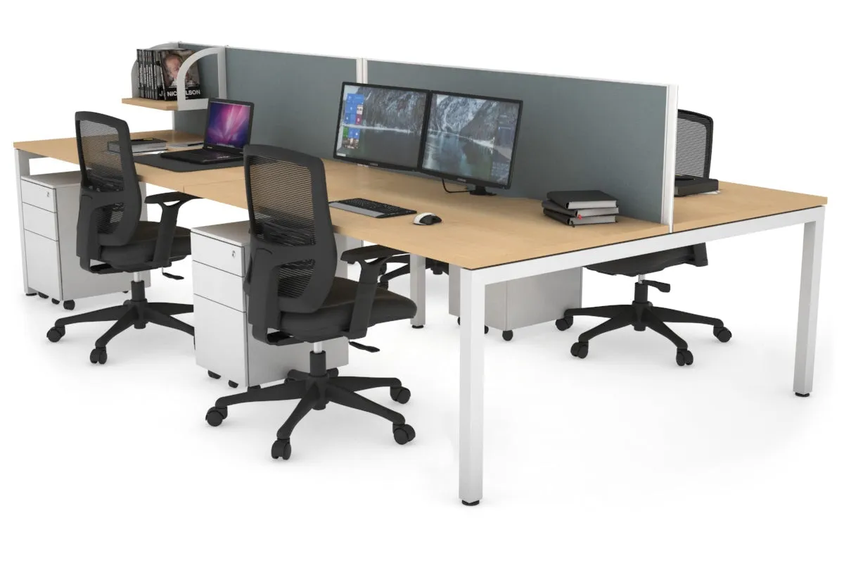 Quadro Square Legs 4 Person Office Workstation [1800L x 800W with Cable Scallop]