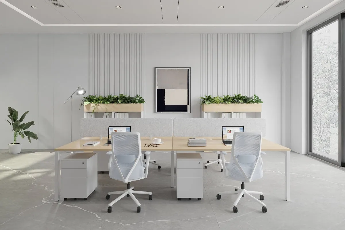 Quadro Square Legs 4 Person Office Workstation [1800L x 800W with Cable Scallop]