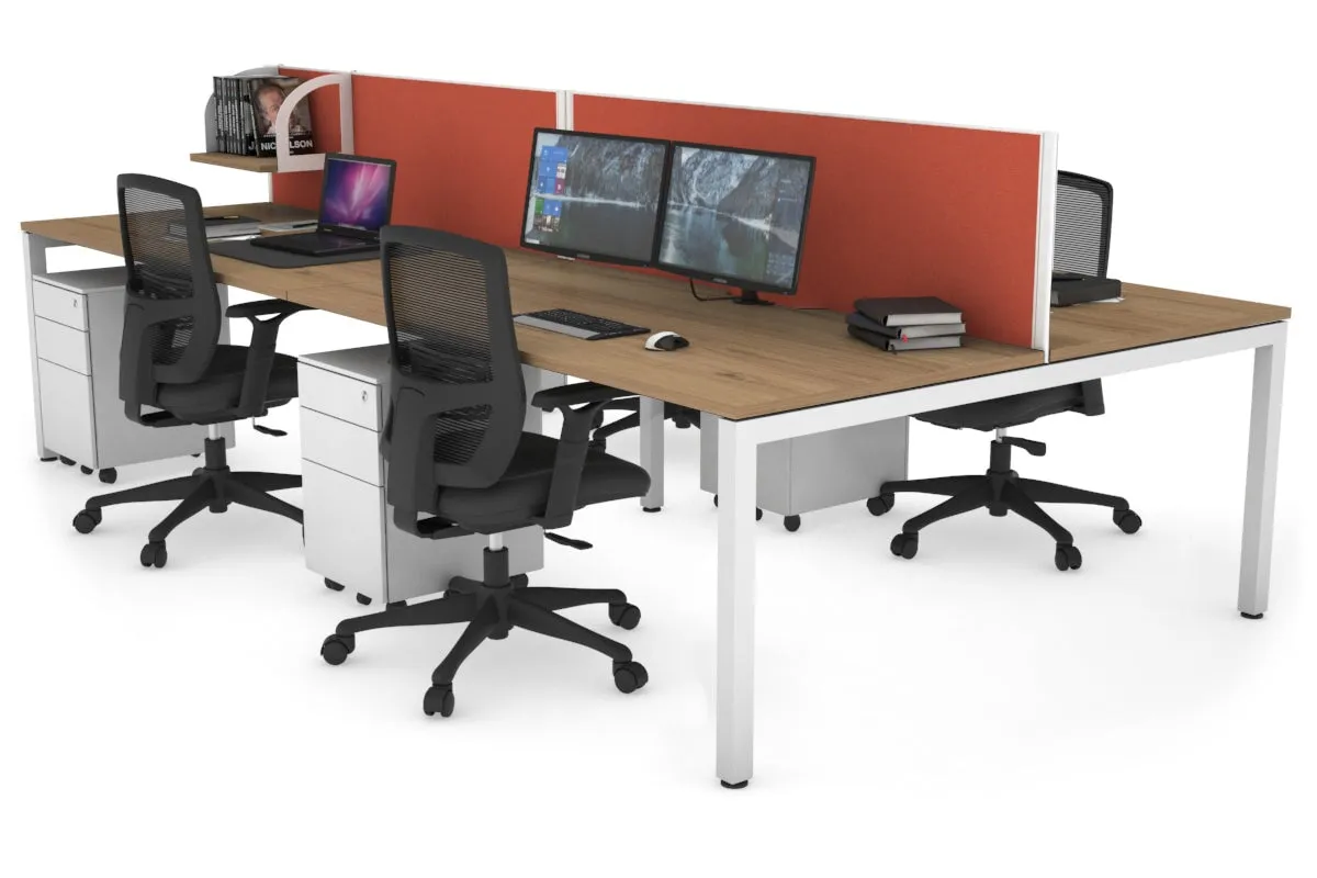 Quadro Square Legs 4 Person Office Workstation [1800L x 800W with Cable Scallop]
